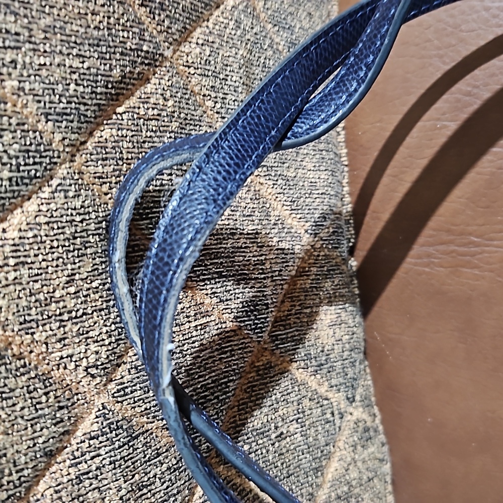 Coach Blue Crosgrain Leather Large Turnlock Zip Shoulder Tote Bag - Picture 4 of 5